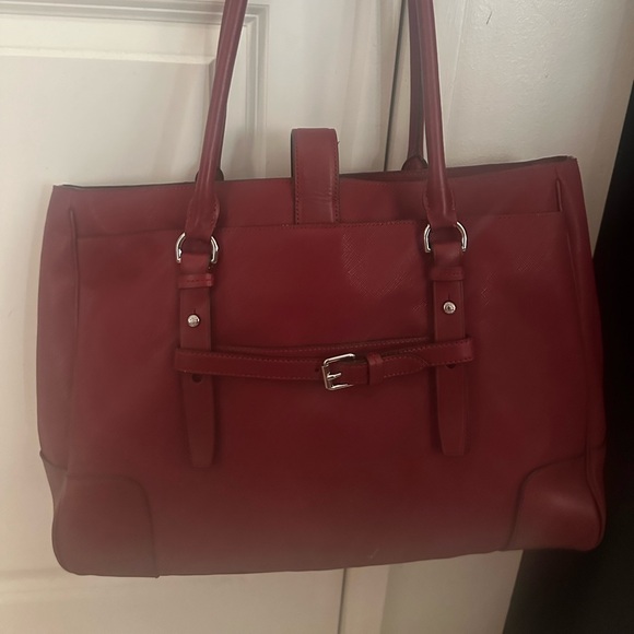 Tumi Villa Turin Leather Tote -Business/Travel/School Satchel/Laptop in Red - Picture 2 of 12